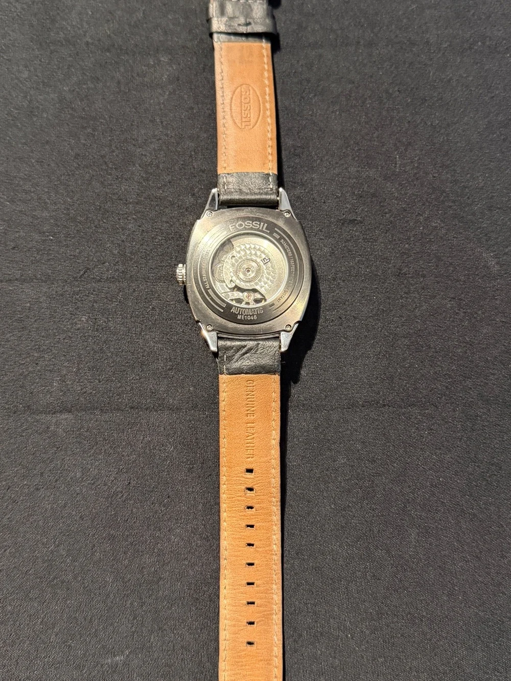 Fossil Men’s ME1046 Automatic Dual Time Watch With Rose Gold Hands And Indices